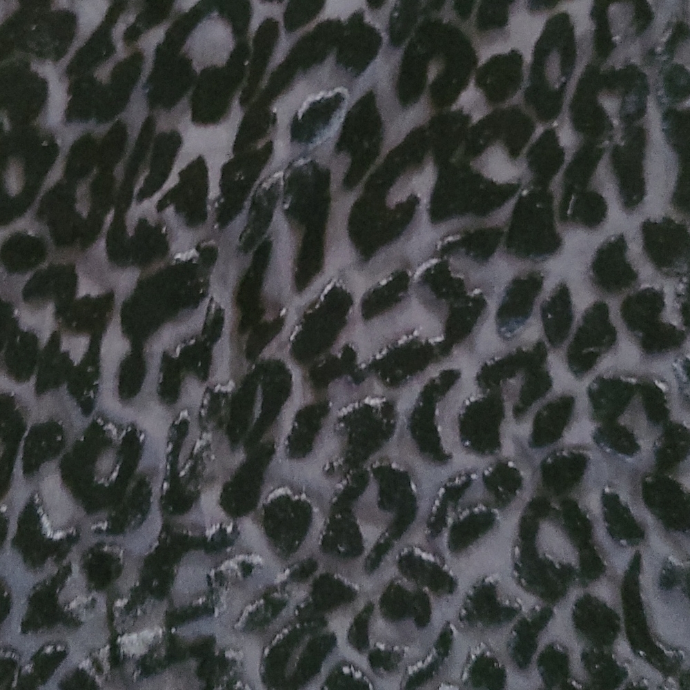 Adrienne Vittadini Silk Blend Animal Print Scarf w/ Fringe.   Black